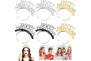 SEASBOES 6 Bandeaux pour Nouvel An 2025, Serre-tête Happy New Year pour décoration de fête du Nouvel An, Bandeaux à Paillettes, Bandeau de Noël, Décoration du Nouvel An, Fournitures de fête Happy New Year