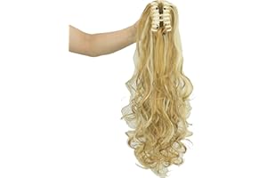 IMISSU Grueso desorden rizado mandíbula garra cola de caballo piezas de cabello extensiones Pony Tail Clip en postizo para mujeres (Piano miel rubia)