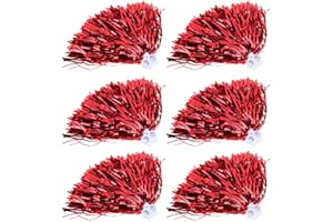 Red and Black Pom poms Cheering, Pompons Pompom Girl, 6Pcs/12Pcs Cheering Pompons, Pom-Pom Girls Danse Fête Accessoire de Sport Pompoms avec Poignée pour Ball Dance Déguisements Nuit Fête(Rot 6)