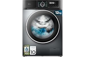 Cecotec Waschmaschine 12 kg Frontlader Bolero DressCode 12500 Inverter Steel A, 1400 U/min, Inverter Plus Motor, 16 Progr, SteamMax, Pearl Drum, Delay Start, Drum Clean, Display, Allergy Care, Stop&Go