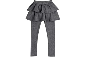 Maeau Leggings per Ragazze con gonne, Leggings Solid Pantaloni con Gonna Tutu, Collant Senza Piede in Misto Cotone Elasticizzato per Bambini 2-10 Anni