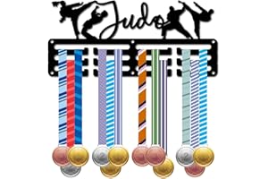 CREATCABIN Porta Medaglie Judo Appendini per Medaglie Espositore Sport Metallo Premi Da Appendere Ferro Supporto Piccolo Decorazione Premi per Uomini Donne Parete Casa Distintivo Medaglia Judo 29x13cm