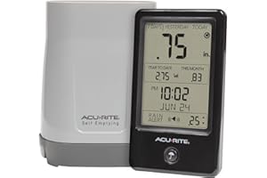 AcuRite 02446M Wireless Rain Gauge with Indoor Digital Display, Black