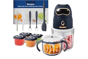 Veroline Baby Food Maker, 13-in-1 Baby Food Processor Set with 2 Glass Bowls (600ml+300ml), Baby Food Blender for Baby Puree, Fruit, Meat, Vegatable, Baby Food Storage Containers, Baby Essentials