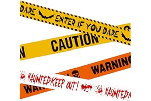SUNYOK Warnband 4pcs Gefahr Warnung Absperrband Deko Warnbänder 9.1M Gruselige Caution Tape Schrägband Bündel für Outdoor Gefahrenbereiche Garten Zombie Party Horror Deko
