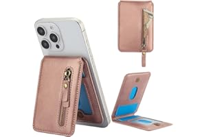 Ysnzaq Compatible avec Magsafe Wallet Portefeuille pour iPhone 16/15/14/13/12 Max/Pro/Plus, Magnétique MagSafe Fentes pour Cartes Support Béquille Ajustable pour iPhone 16/15/14/13/12.ZYC Rose Gold