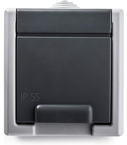 FAMATEL – Interruptor-Conmutador| Enchufe De Empotrar | Serie Garden | IP55 | A Prueba De Agua | Fácil De Instalar | Aluminio | Gris