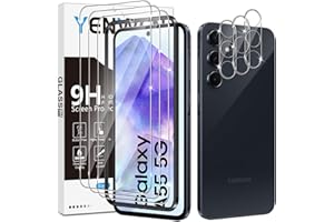 Yenwen Schutzfolie für Samsung Galaxy A55 5G für Panzerglas, 3 Stück Panzerfolie mit 3 Stück Kameraschutz, 9H Härte Panzer Glas Folie Anti- Kratzer Schutzglas HD Klar Displayschutz