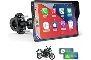 WonVon 5 Pulgadas CarPlay para Motocicleta Sistema de Navegación GPS con Apple CarPlay y Android Auto Pantalla Portátil con Doble Bluetooth, Navegación, Siri, Asistente de Google