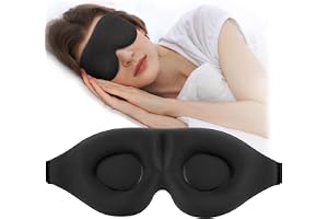 3D Sleep Mask, 2018 New Sleeping Eye Mask for Women & Men, Luxury Night Blindfold Contoured, Light Blocking Eye Cover with Earplug Carry Pouch, Eye Shade with Adjustable Strap for Travel Nap, Black