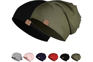 YANIKY Mütze Herren Damen, Slouch Beanie Mütze Baumwolle, Dünne Leichte Mütze, Weich Chemo Mütze, Winddicht Jersey Longbeanie für Alle Jahreszeiten