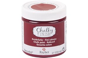 Rayher 38867297 Chalky Finish na bazie wody, farba kredowa do stylu shabby chic, vintage i wiejskiego domu, 118 ml, burgundowy