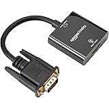 Amazon Basics Gold-Plated HDMI (Female) to VGA (Male) Adapter with 3.5mm Audio Port (Only from HDMI to VGA), Black