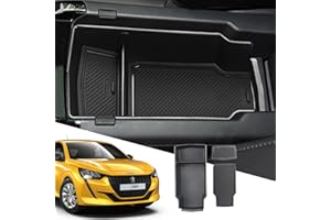 SXCY pour Peugeot 208 E-208 2008 E-2008 2020+ Compartiment de Rangement de Voiture Accoudoir Console Centrale Organisateur Boîte Accoudoirs Conteneur avec Tapis Antidérapant Intérieur Accessoires
