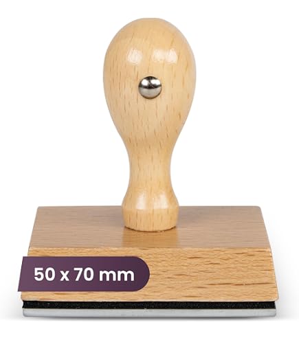 Timbro In Legno 12x12 Cm Personalizzabile | Piastra Incisa Al Laser Per Ufficio, Azienda, Logo E Indirizzo – Made In Germany