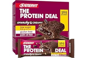 Enervit The Protein Deal Brownie Lover, Barritas Proteicas, Sabor Chocolate Negro, Relleno Suave de Brownie, Snack Delicioso, 20g de Proteínas, 0,6g de Azúcares, Sin Gluten, 12 Barritas de 55g