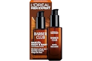 ‎L'ORÉAL MEN EXPERT L'Oréal Men Expert Bartöl für Männer, Unterstützung beim gesunden Bartwachstum, Beruhigende Bartpflege für Herren mit holzigem Duft und ätherischem Zedernholzöl, Barber Club, 1 x 30 ml