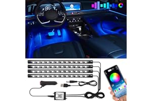 KEIUROT Car Underglow Lights Led Strip Lights for Cars USB with App Control RGB Multicolor Car Interior Lighting 12V Atmosphere Neon Lights Strip LED Under Dash Car Lighting Motorcycles Led Lights 2 in 2