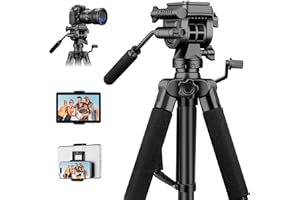 JOILCAN 75" Camera Tripod for DSLR/Canon/Nikon, Heavy Duty Camera Tripod with Tablet/Phone Holder for iPad/Smartphones, Aluminum Alloy Tripod Camera Stand with Bag for Travel Outdoor, Max Load 5.5KG