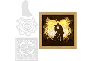 ‎GLOBLELAND GLOBLELAND 3 Stück Valentinstag Stanzformen Metall Hochzeit Liebesrahmen Stanzschnitte Prägeschablonen Vorlage für die Papierkartenherstellung Dekoration DIY Scrapbooking Album Dekor