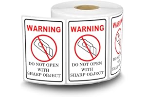 SMARSTICKER 2x3 inch "Do Not Open with Sharp Object" Industrial Warning Labels International Special Handling Shipping Pallet Stickers 500pcs