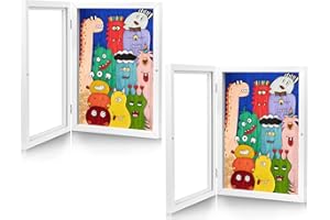 FIVAVA 2 marcos de fotos para dibujos infantiles, A4, para 50 – 150 imágenes, marcos para rellenar, dibujos infantiles, marco de arte para niños, marco plegable A4 (blanco)
