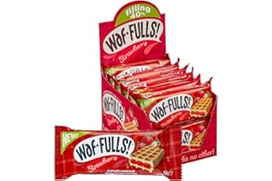 WafFULLS! Strawberry Waffles (12x 50g) - Soft Waffle Sandwich Breakfast Snacks Ready to Eat Snack for Kids Strawberry Snack Bars Individually Wrapped Waffles Snacks Bulk Christmas Gifts