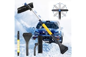 NHYDZSZ 3-in-1 Eiskratzer Auto mit Besen,Auto Eiskratzer,Ausziehbare Auto SchneebüRste AndSchneebesen,Auto ReinigungsbüRste Und SchneebüRste Mit Rakel Für LKW SUV Windschutzscheibe