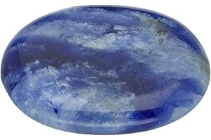 LEBENSQUELLE PLUS Pietra preziosa da 3 – 5 cm + mappa di gemme, amuleto a mano, pietra massaggiante, fonte di vita Plus (sedalite, blu)