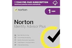 Norton Identity Advisor Plus 2025 | 1-year subscription with automatic renewal | 1 Device | 1 User | PC/Mac/Mobile | Activation Code by email