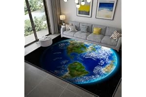 STICKER SUPERB. 3D Galaxie Sternenhimmel Serie Wohnzimmer Teppich Cartoon Kind Spielteppich Weltraum Universum Planet Erde Matte Teenager Junge Mädchen Zimmer rutschfeste Flanell Teppiche (Blau,120x160 cm)