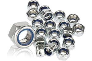 SULIVES M8 Nyloc Nuts, 8mm Locking Nuts, (Pack of 20), Metal Steel Sheet Zinc Plated with Nylon Insert