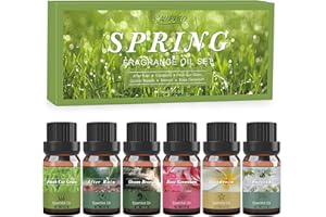 SALUBRITO Essential Oils Set, Spring Fragrance Oils Set for Diffuser, Candle and Soap Making - After Rain, Gardenia, Fresh Cut Grass, Ocean Breeze, Freesia, Rose Geranium Scented Oil