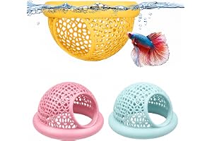 ZHITENG Set med 3 Betta Fish Floating Set, Dekorativ Akvariegrotta med Matningsring Akvarium Hängmatta Ihålig Tunnel, För Fiskfiskar (Rosa, Blå