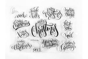 ARBUYA Merry Christmas Let it Snow Season's Greetings Jingle Bells Phrase Sentiment Clear Stamp for Decorative Card Making and Scrapbooking DIY