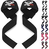 BEAST RAGE Weight Lifting Straps Fitness Padded Cotton Wrist Support Gel Advanced Grips Dumbbell Bar Wraps Heavy Duty Gym Bod