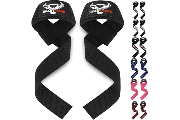 BEAST RAGE tyngdlyftningsremmar fitness vadderad bomull handledsstöd gel avancerade grepp hantel stång wraps kraftiga gym kroppsbyggande remmar kraft dödlyft skivstång halkfri träning