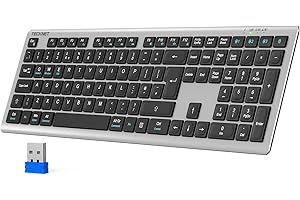 TECKNET Wireless Keyboard, Rechargeable 2.4GHz USB Bluetooth Keyboard for 4 Multi Devices, Ultra Slim Full Size UK Layout Keyboards for Laptop, Computer, Tablet, Desktop, Phone