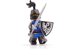 BRICK FLIP Lego Knight Figuras Set: Falcon Negro con Espada, Escudo y Casco de Caballero – Un complemento ideal para cualquier castillo Lego y otros juegos de bloques de sujeción medievales, original Black