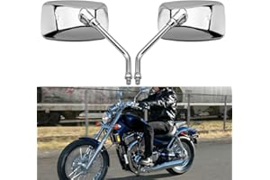 BREDUXSER Chrom Motorrad Lenker Spiegel Rückspiegel, M10 M8 Rückspiegel moto mit Packung Schraube für Scooter Street Bike Cruiser Chopper Sport Bike ATV (Chrom#1)