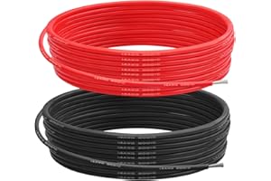 YUSVWKJ 14 Gauge Silicone Wire, 14 AWG Electrical Cable 10M（5m Red & 5m Black）Soft & Flexible 400 Strands of 0.08 mm Tinned Copper High Temperature Resistant Wire for Arduino Projects/RC Cars/Boat/Drones