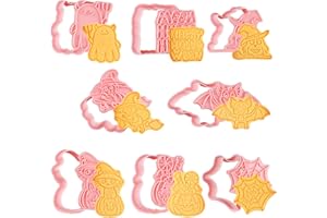 Bigqin 8 Pezzi Formine per Biscotti Halloween,Pasticceria Accessori,3D Cartoon Plastica Stampi Biscotti,Formine Biscotti Halloween per Decorare Biscotto Dolci Torta