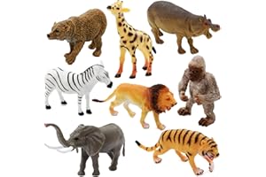 Fun Gift Toddler Zoo Animals Games Toys for Kids, 8 Piece Plastic Animal Figures, Realistic Toy Set for Include Lion, Elephant, Tiger, Perfect for Education, Gifts for kids 3+ Years Boys Girl