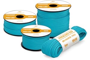 Abma Cord Paracord 550 4mm 30m Linka Sznurek Typ III 7-żyłowa do Biwakowania, Majsterkowania, Zewnątrz, Survivalowy - Max. 250kg (550lb) - Turkusowy