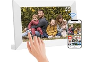 TSITSC 10.1 Inch WiFi Digital Picture Frame, 1280x800 IPS Touch Screen HD Display Smart Digital Frame Built in 32GB Memory, Auto-Rotate, Share Photos and Videos via Frameo app（White）