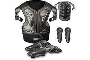 CHCYCLE Equipement Dirt Bike pour Enfants Equipement de Protection pour la Moto Motocross Armor Suit Protections de Poitrine et de Dos, Genoux et Coudes pour Le Cyclisme