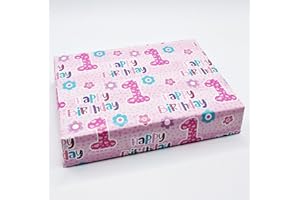 PARTY ANGELS 4 Sheets + 4 Gift Tags 1st Birthday Girl Pink Wrapping Paper Age 1 Cute Birthday Giftwrap Pink (PA)