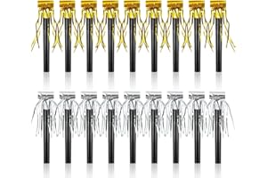 JISRKP Party Blowers, Colourful New Years Eve Blowers, Fun Party Whistles Blowers Kids Party Bag Fillers for Kids, Party Horns Supplies for Birthday Party, Anniversary and Easter (Gold Silver, 20, Piece)