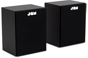 Jam Regallautsprecher Aktiv - Kabelgebundene Lautsprecher mit AUX- & RCA-Eingängen, kompatibel mit Plattenspielern - 2x70mm Full-Range-Treiber und integrierte Verstärker für satten Sound, Schwarz