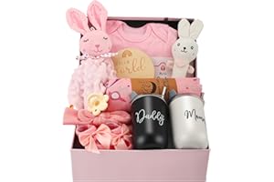 NASTOPEE Neugeborenen Geschenk,12 In 1 Baby Set Neugeborene,Baby Geschenkset,Mit Babykleidung, Badetücher,Kuscheltiere,Handrasseln,Schuhe,Tassen,Geschenke Zur Geburt Für Jungen Und Mädchen (Rosa)